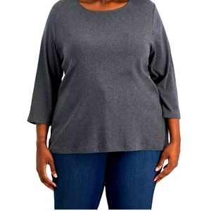 Gray Scoop Neck Shirt